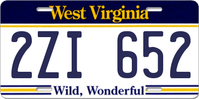 WV license plate 2ZI652
