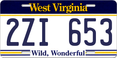 WV license plate 2ZI653
