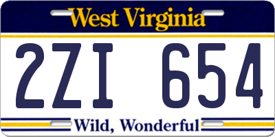 WV license plate 2ZI654