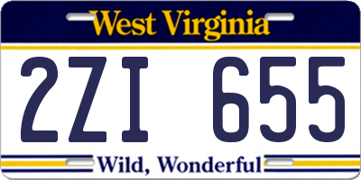 WV license plate 2ZI655