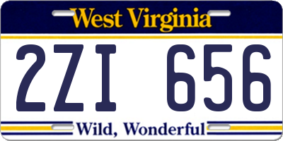 WV license plate 2ZI656