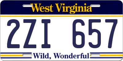 WV license plate 2ZI657