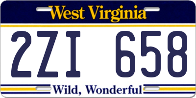 WV license plate 2ZI658