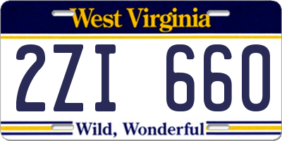 WV license plate 2ZI660