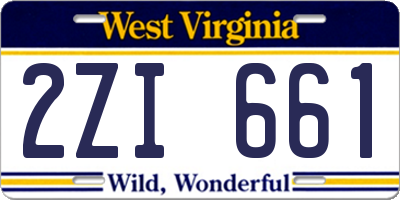 WV license plate 2ZI661