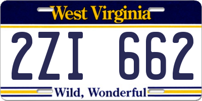 WV license plate 2ZI662