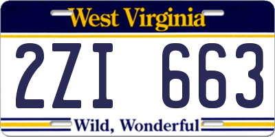WV license plate 2ZI663