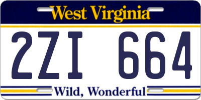 WV license plate 2ZI664