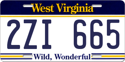 WV license plate 2ZI665