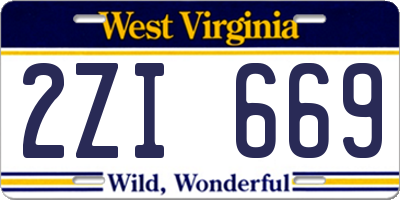 WV license plate 2ZI669