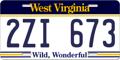 WV license plate 2ZI673