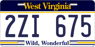 WV license plate 2ZI675
