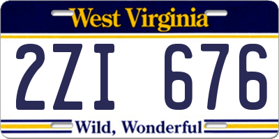 WV license plate 2ZI676