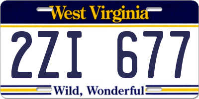 WV license plate 2ZI677