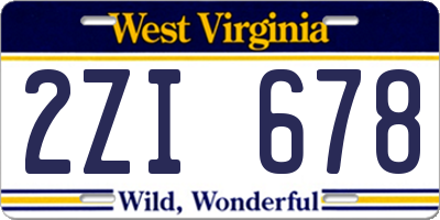 WV license plate 2ZI678