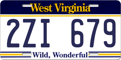 WV license plate 2ZI679