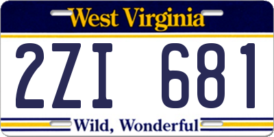 WV license plate 2ZI681
