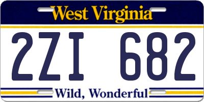 WV license plate 2ZI682