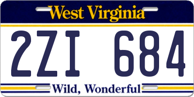 WV license plate 2ZI684