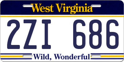 WV license plate 2ZI686