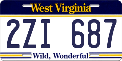 WV license plate 2ZI687