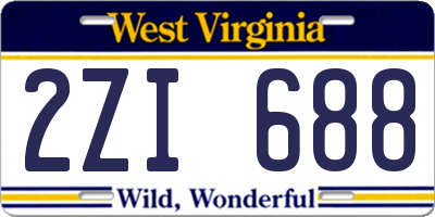 WV license plate 2ZI688