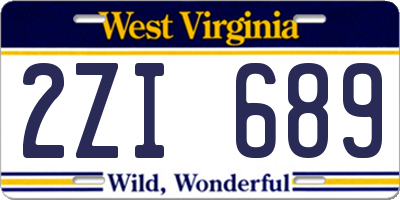 WV license plate 2ZI689