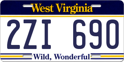 WV license plate 2ZI690