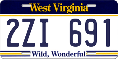 WV license plate 2ZI691