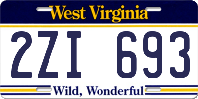 WV license plate 2ZI693