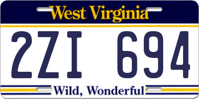 WV license plate 2ZI694