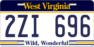WV license plate 2ZI696