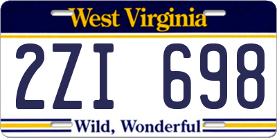 WV license plate 2ZI698