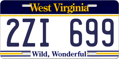 WV license plate 2ZI699