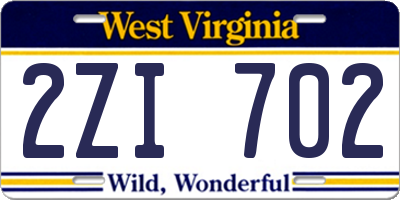WV license plate 2ZI702
