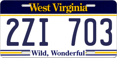 WV license plate 2ZI703