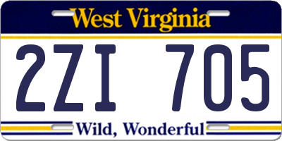 WV license plate 2ZI705