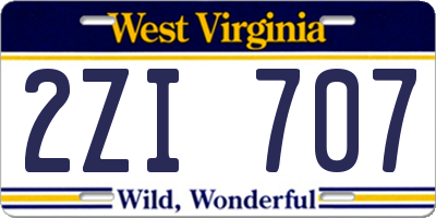 WV license plate 2ZI707