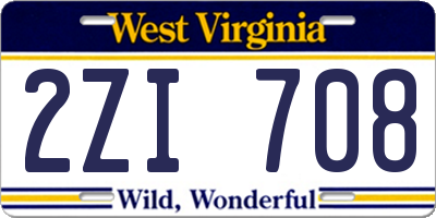 WV license plate 2ZI708