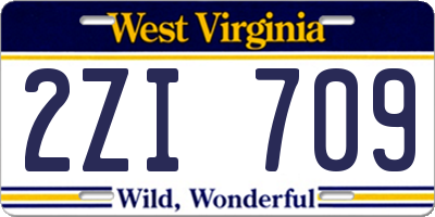 WV license plate 2ZI709