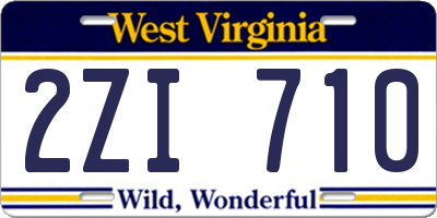 WV license plate 2ZI710