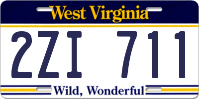 WV license plate 2ZI711