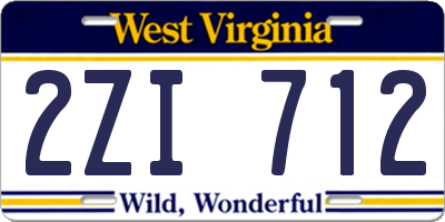WV license plate 2ZI712