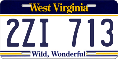 WV license plate 2ZI713
