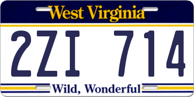 WV license plate 2ZI714