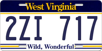 WV license plate 2ZI717