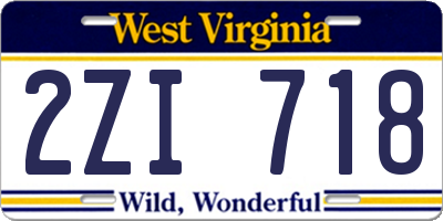 WV license plate 2ZI718