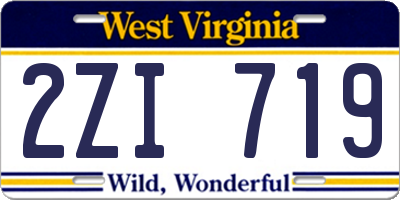 WV license plate 2ZI719