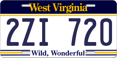 WV license plate 2ZI720
