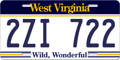WV license plate 2ZI722